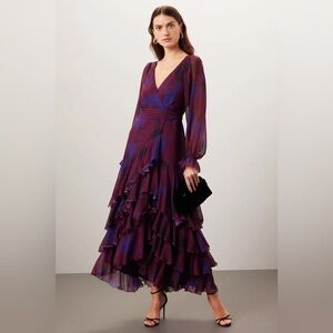 Hutch Purple Wrap Gown with Bishop Sleeves